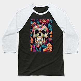 Beautiful colourful skull pattern Baseball T-Shirt